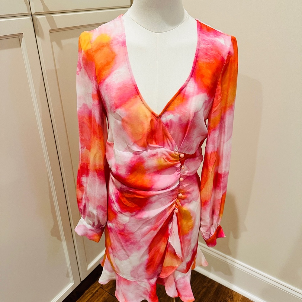 NWOT: Parker, Pink and Orange Tie-Dye Mini Dress, Size S